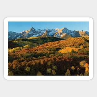 Trees With Mountain Range In The Background At Dusk Sticker